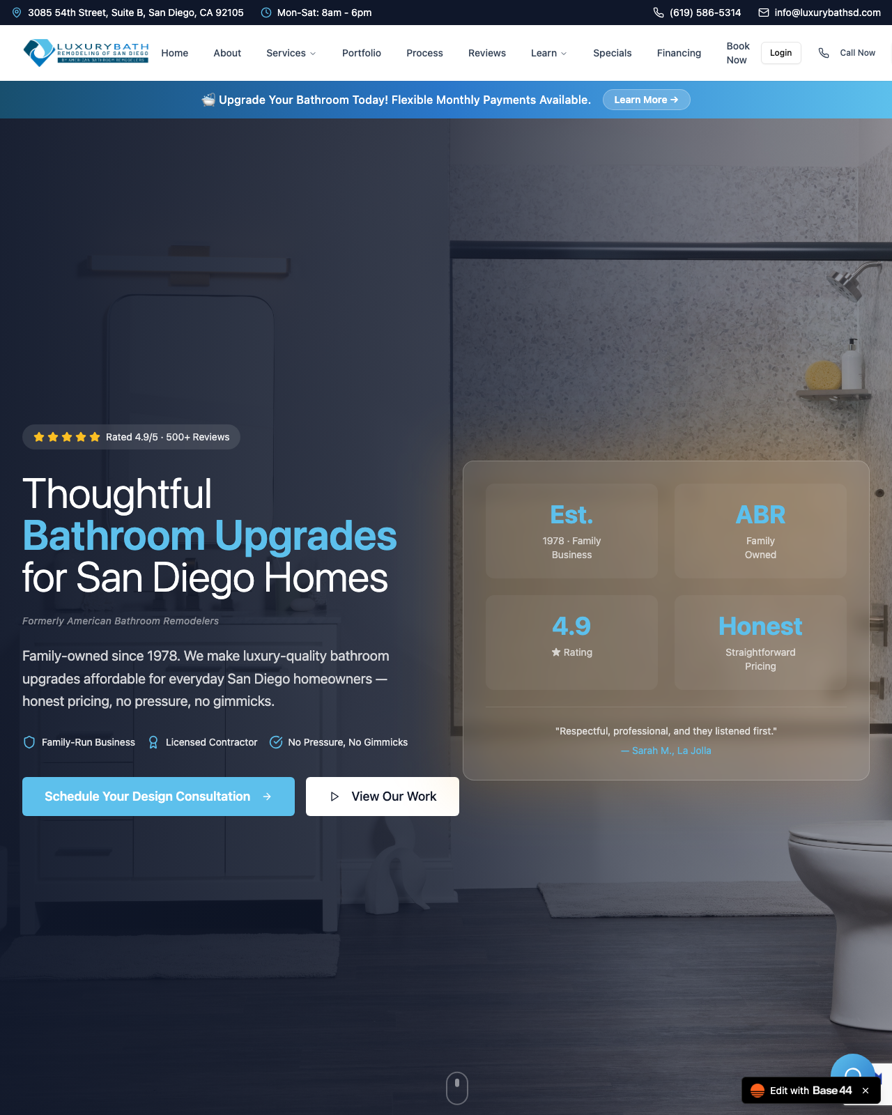Luxury Bath SD homepage