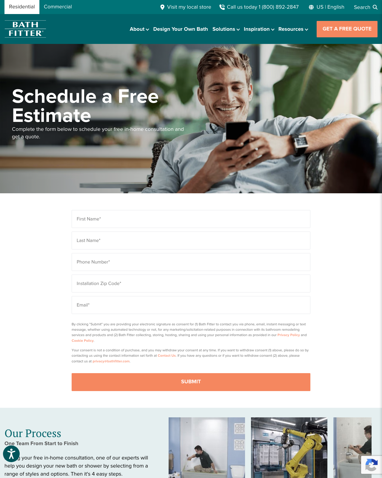 Bath Fitter landing page